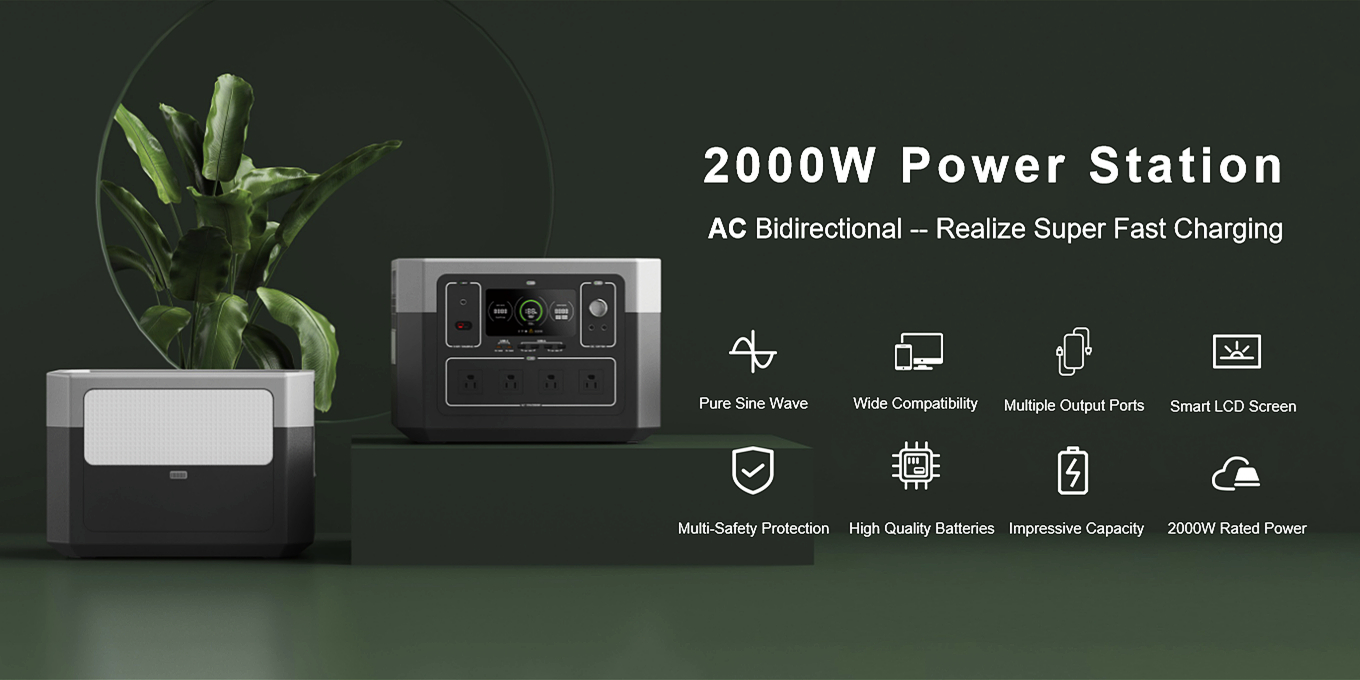 2000 W High Capacity Solar Generator For Multi Way Charging